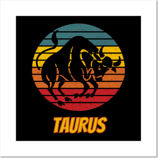 Taurus Zodiac Retro vintage style Posters and Art